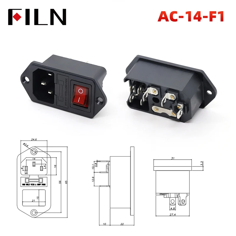 

Красная электрическая розетка IEC320 C14