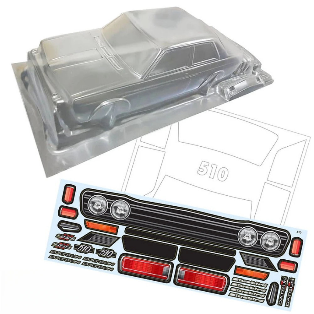 Масштаб 1/10 Datsun 510 Lexan Body W/Light Buckle подходит для Tamiya TT01 TT02 XV01 XV02 Kyosho fazer mk2 257-260 мм Wheelbase
