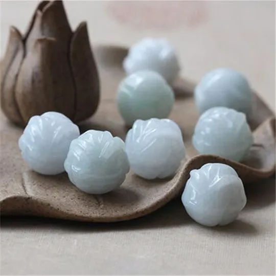 

10pc Natural Jade Emerald Lotus Flower 10mm Bead For Jewelry Making Diy Bracelet Necklace Jades Stone Beads Accessorie Jewellery