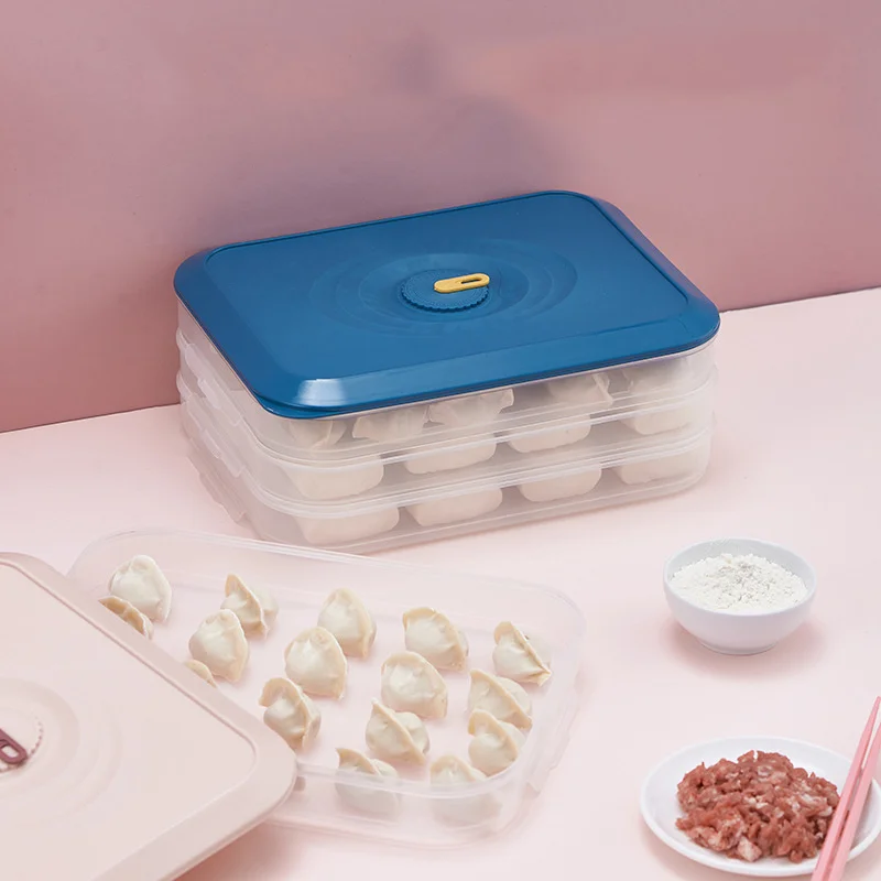 

Domestic Refrigerator Quick Frozen Water Dumpling Storage Food Freezer Box Egg Multilayer Box Compartments Storage Boxes Bin