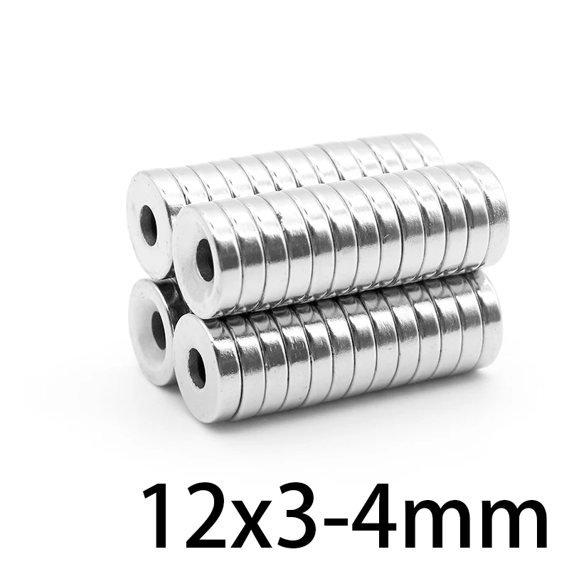 

10/20/30/50/100/1500/200PCS 12x3-4 Disc Neodymium Magnets 12x3 mm Hole 4mm Minor Diameter Round Countersunk Magnet 12*3-4 12*3