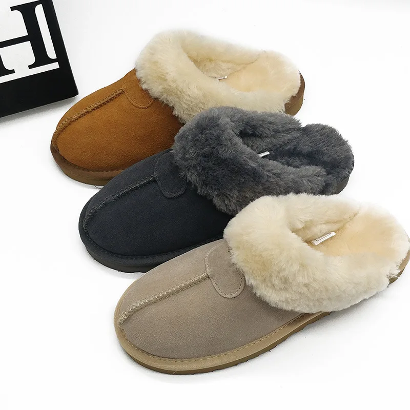 Купи Women's Color Non-slip Winter Warm Slippers Indoor Warm Slippers Ladies Leather Slippers Couple Home Short Plush Flat Shoes за 2,052 рублей в магазине AliExpress