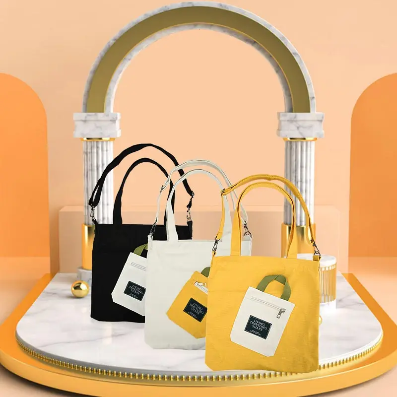 Shoulder Canvas Bags Women Large Capacity Wild Messenger Tote Shopper Bag School Style Cute Fun Handbag Detachable Crossbody