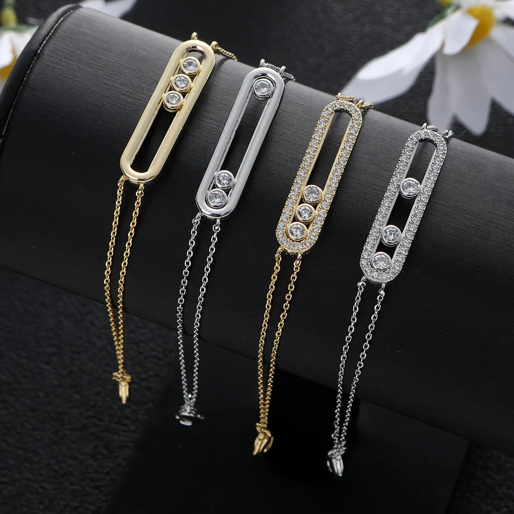 

Luxury lucky beads Bracelet For Women Fashion Bracelets 18K gold zircon Bangle Wedding Bridal Jewelry Accessories Gifts