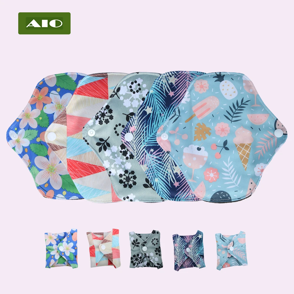 

[AIO] 18*18cm 5 pcs Reusable Menstrual Pad Waterproof PUL Feminine Hygiene Panty Liner Polar Fleece Washable Sanitary Napkin