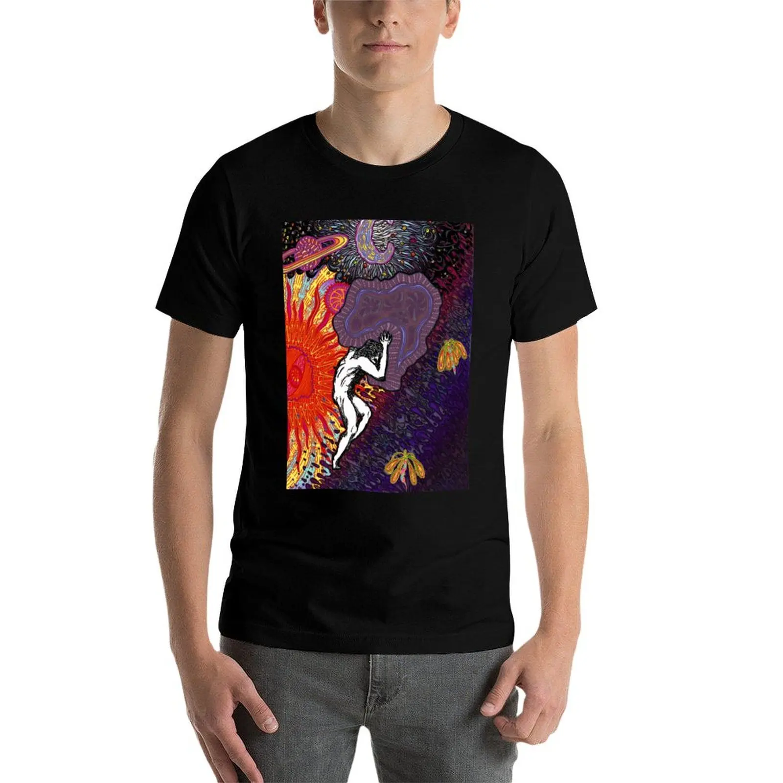 Фото PSYCHEDELIC TRIPPY HORROR VACUI MYTH OF SISYPHUS - полноцветная футболка, повседневная модная уличная футболка №4