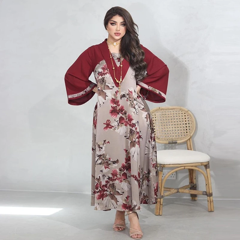 Embroidery Dubai Turkey Muslim Dress Eid Yellow Abayas For Women 2022 Mesh Long Sleeve Ramadan Fashion Robe Islam Moroccan Abaya