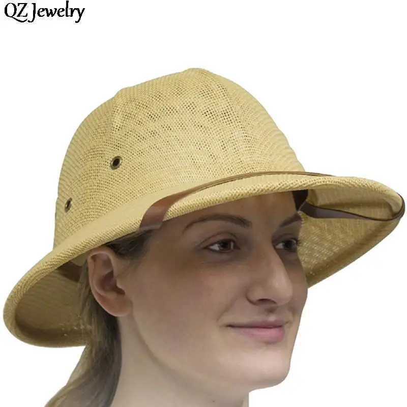 Fashion Vietnam War Army Hat Women Men British Explorer Straw Helmet Summer Boater Bucket Sun Hat Unisex Jungle Miners Cap