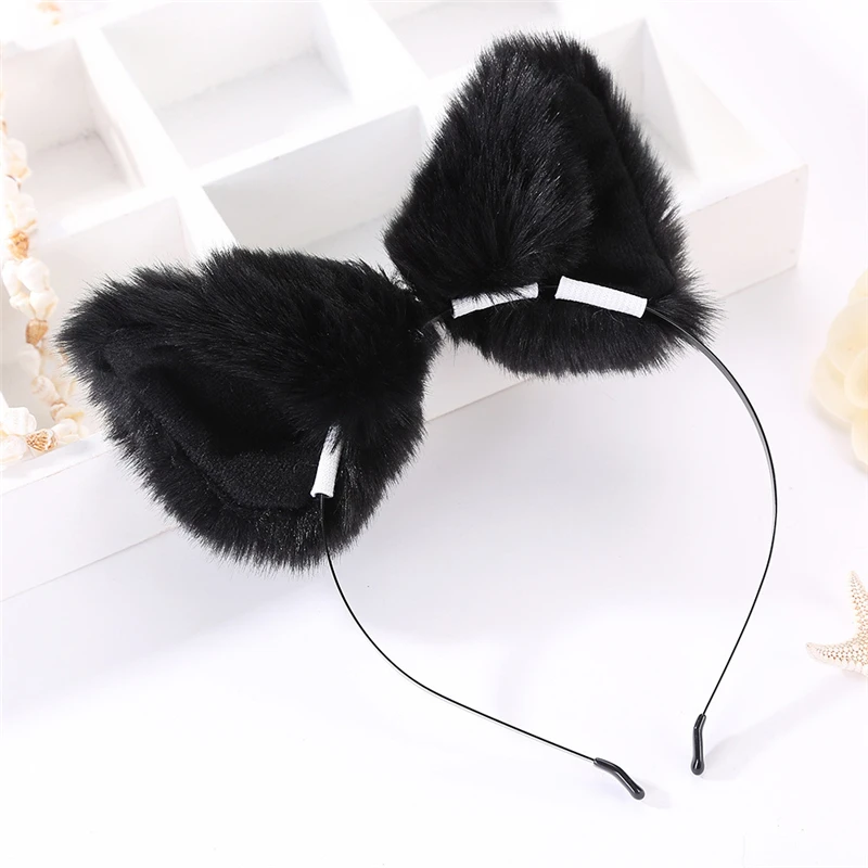 

Cute Women Girls Fashion Fox Plush Cat Ears Headbands Headwear Plush Bezel Hair Accessories