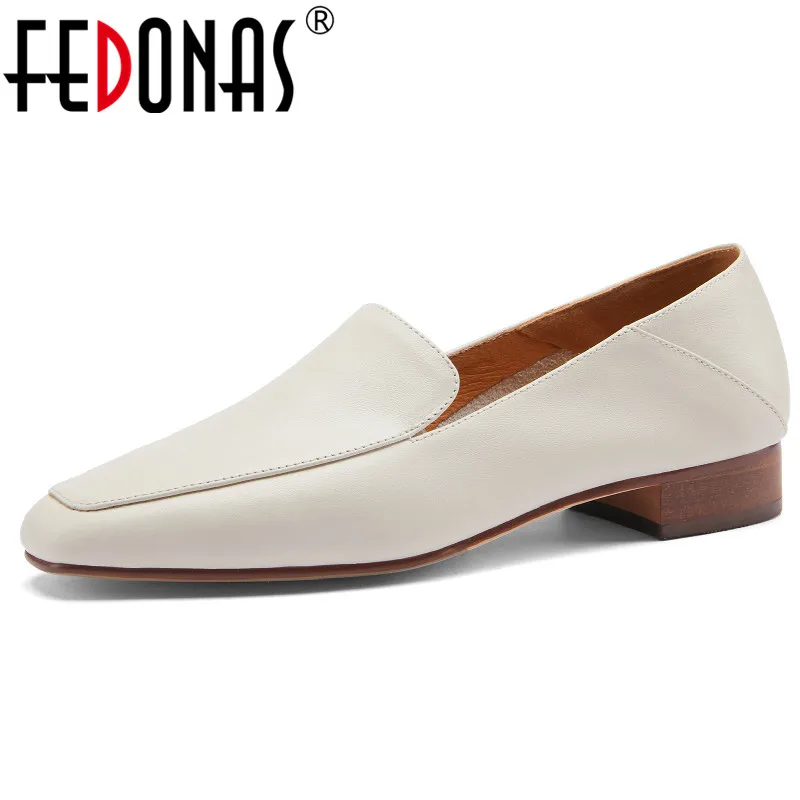

FEDONAS Classic Concise Women Pumps Spring Autumn Loafers Shoes Office Ladies Dress Casual Low Heels Genuine Leather Shoes Woman