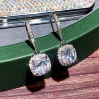 hoyon 925 silver color diamond style jewelry drop earring for women fine jewelry wedding earring drop shaped ear hook rectangle