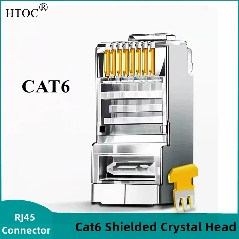 Высокочастотный экранированный разъем RJ45 Cat6 50 микрон 50u 3 prong FTP STP Ethernet-кабель обжимной модульный разъем 8P8C кристальная головка