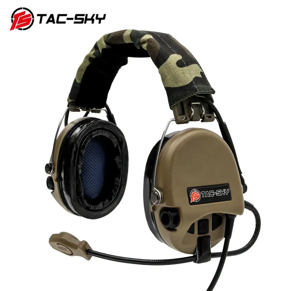 TS TAC-SKY Airsofte Sordin Noise Cancelling Pickup Silicone Earmuffs Hunting Shooting Tactical Headphones-DE