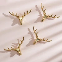 modern wall hanging golden elk robe hook pure copper deer head antlers for hanging clothes hat scarf key and wall decoration