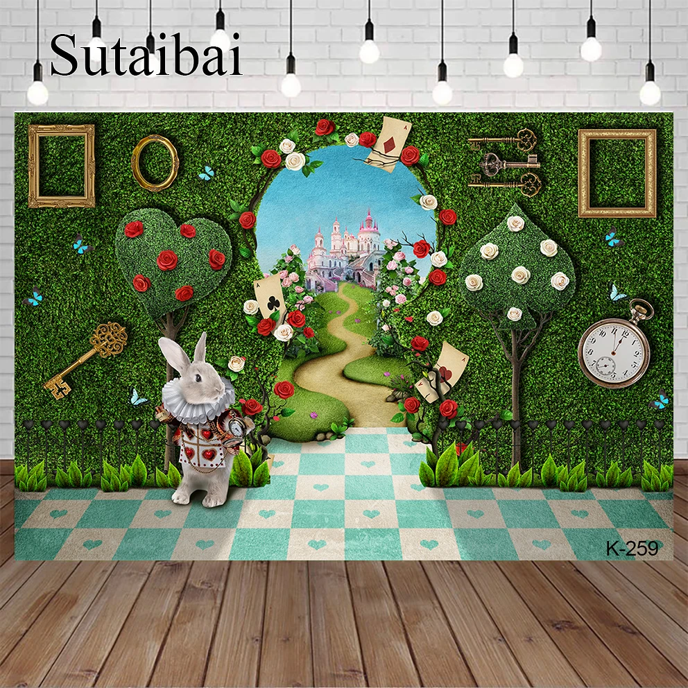 

Fairy Tale Princess One Birthday Cake Smash Backdrop Alice Wonderland Tea Party Background Photography Dreamy Forest Photocall