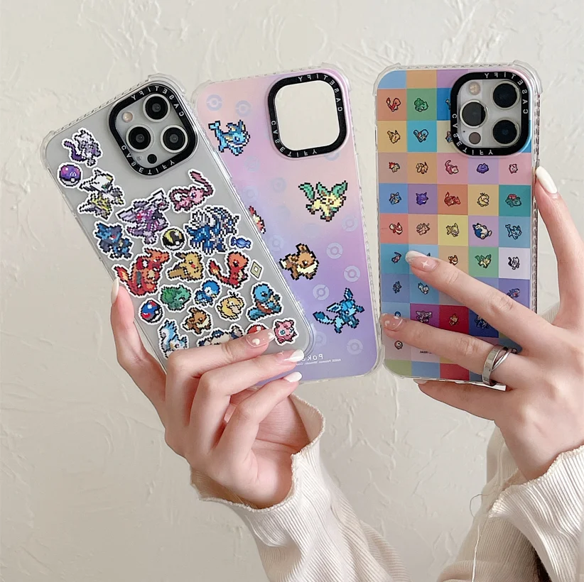 

Pokemon Pikachu Laser Cute Cartoon Phone Cases For iPhone 13 12 11 Pro Max XR XS MAX 8 X 7 SE Couple Anti-drop Soft TPU Cover