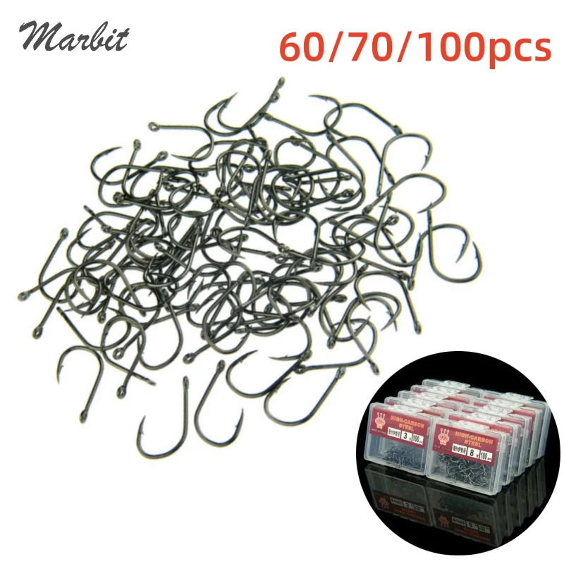 

60/70/100 шт., заточенная приманка из высокоуглеродистой стали, 12 размеров