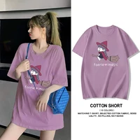 kchy 100 cotton t shirt women cute clothes cartoon printed young teenager wear loose casual short sleeve top m 6xl