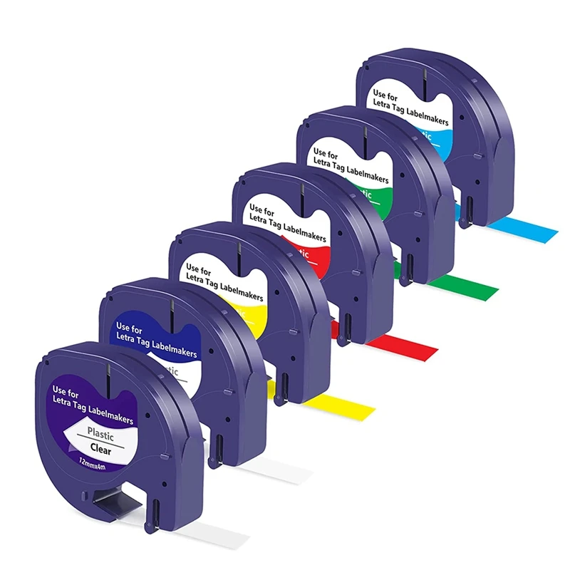 

6 Pack Compatible Label Tape Replacement For Dymo Letratag Refills Colored For Dymo Label Maker LT-100H LT-100T