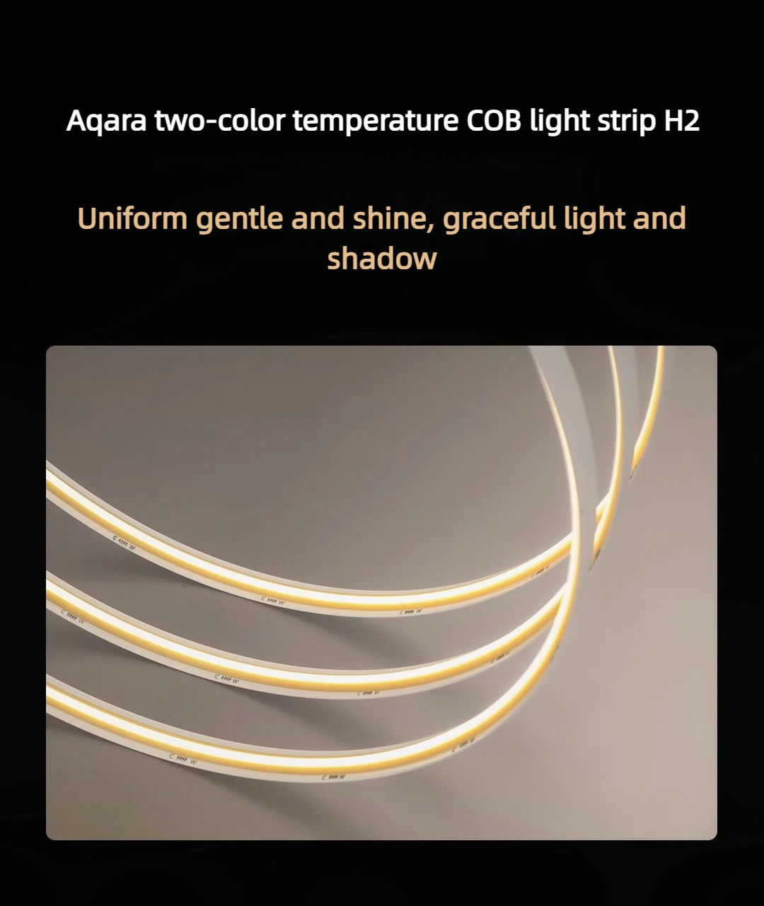 Фото Световая лента Aqara Smart COB H2, двухцветная цветовая температура, 2700–6500 К, регулировка Ra90, светодиодная домашняя декоративная световая лента №2