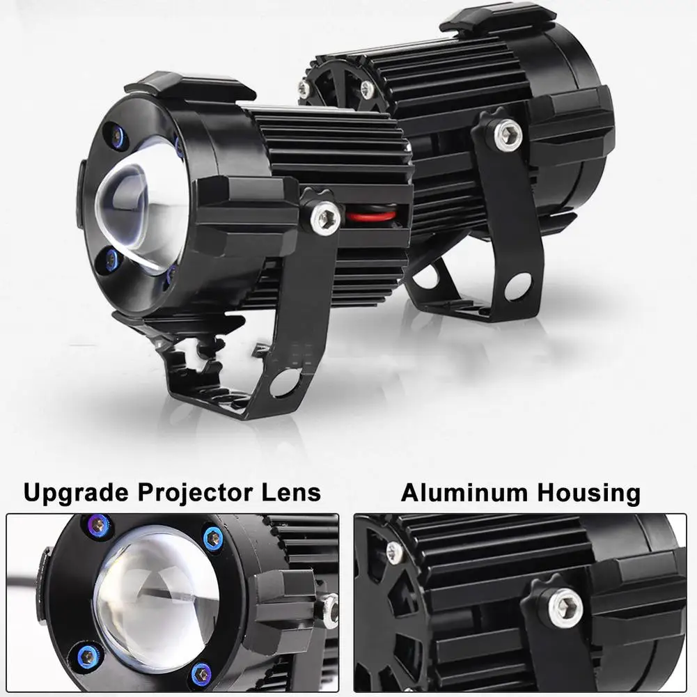 

2pcs Motorcycle Lens Spotlight Headlight Bulbs External Far Near Light Integrated Fisheye Headlight Hi/Lo Beam Moto Accessories