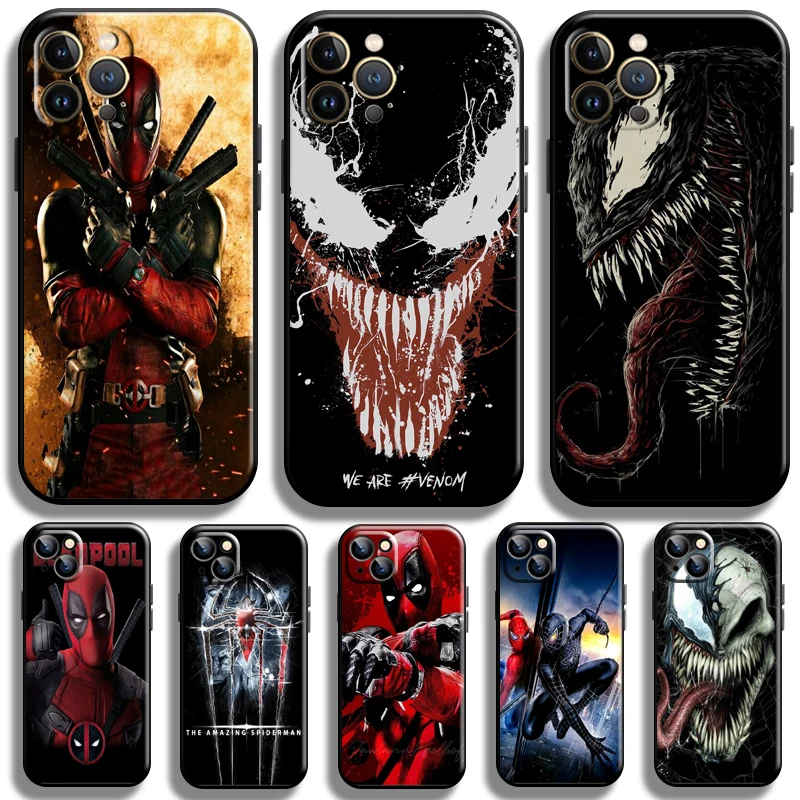 

Spiderman Venom Deadpool For Apple iPhone 13 12 11 Pro Max 12 13 Mini X XR XS Max SE 6 6S 7 8 Plus Phone Case Liquid Silicon