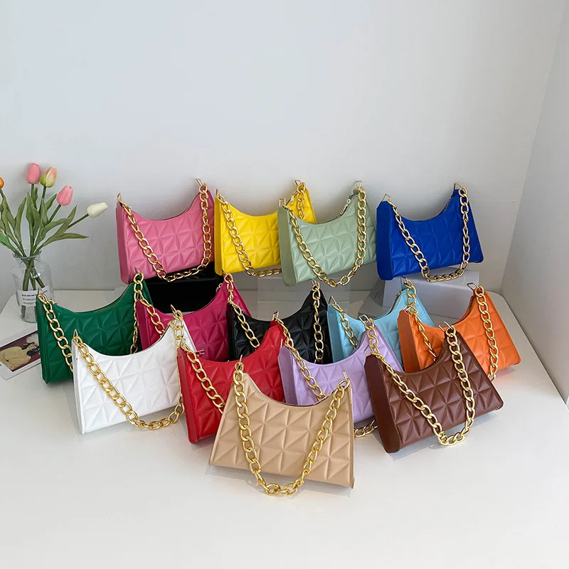 

Fashion Simple Underarm Shoulder Bags for Women Plaid PU Leather Armpit Handbags Purse Female New Design Pouch Hobo Bag Tote Bag