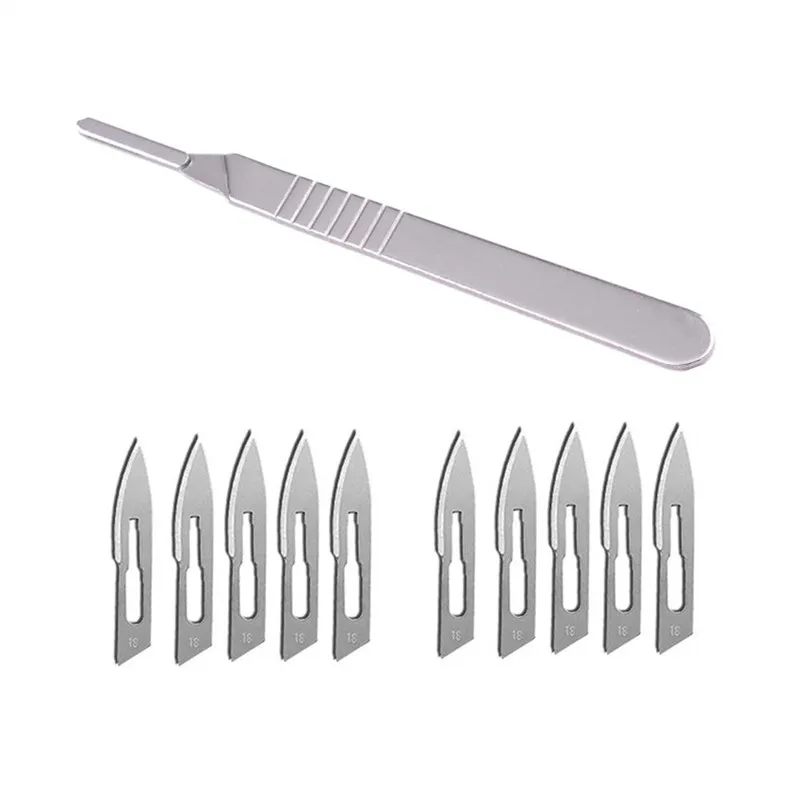 10 шт. хирургические Скальпели из углеродистой стали № 18 + 1 3 # ручка нож