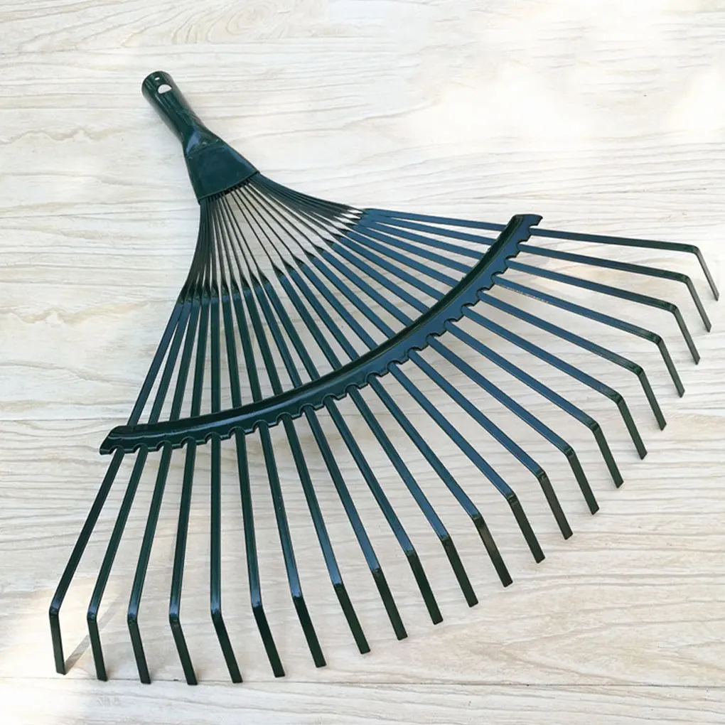 

22 Toothed Rake Shrub Steel Wire Broom Shaped Rabble Debris Leaves Cleaning Tools Durable Garden Landscape Tool