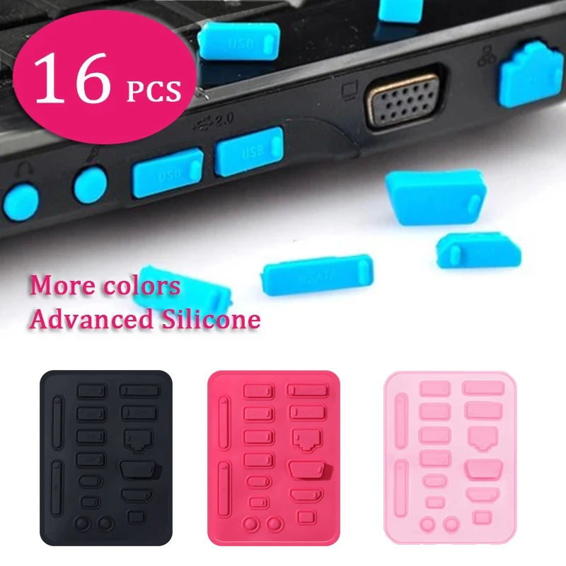 

16pcs Silicone Laptops USB Port Dust Plugs Colorful USB Interface Waterproof Dustproof Stopper Protective Cover For Macbook PC