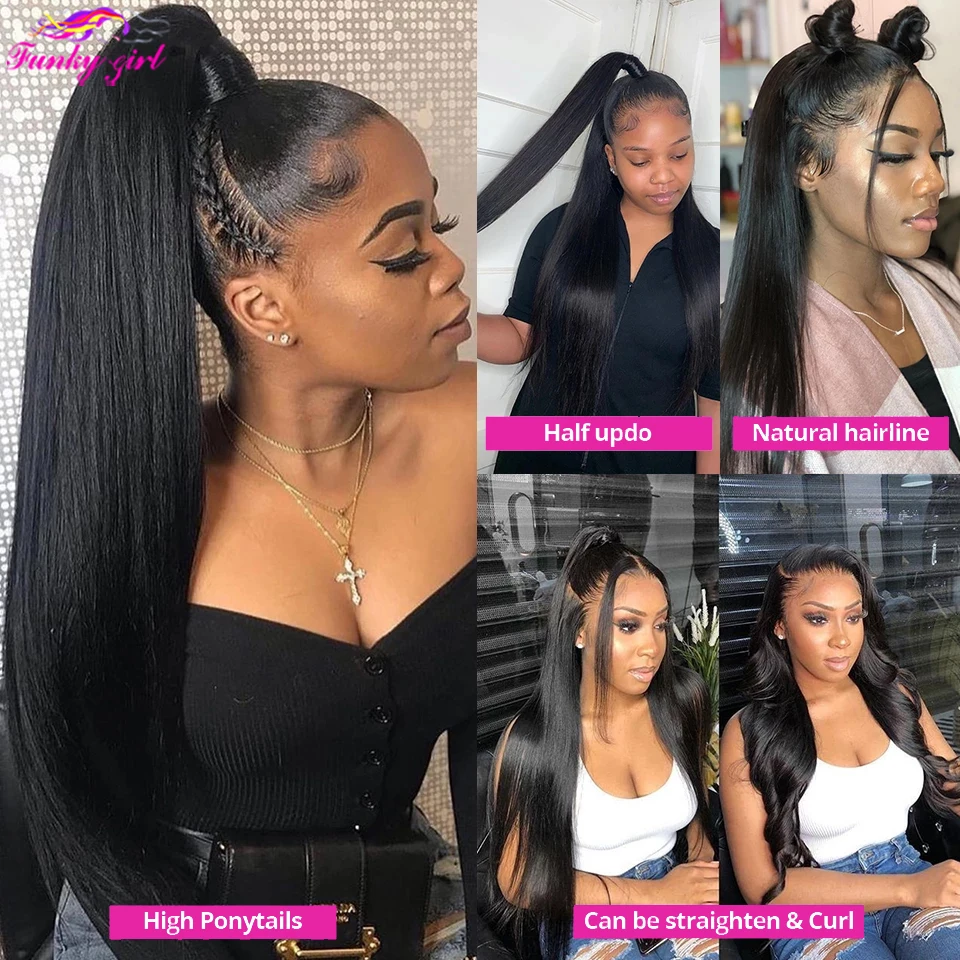 HD Straight Lace Front Human Hair Wigs for Women Transparent 13X4 Lace Frontal Wig Brazilian 4X4 Lace Closure Wig Pre-pl