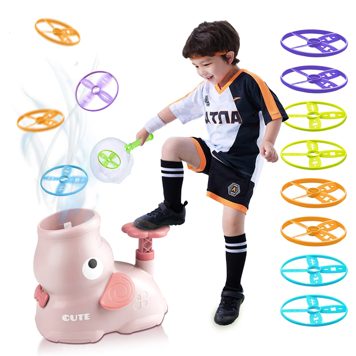 

Flying Disc Saucer Launcher Toy Soaring Toy Outdoor GamesAir Rocket Relay Dish Jumping Sports Game Children's Outdoor Toy Gift