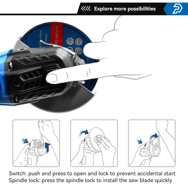 Аккумуляторная угловая шлифовальная машина 20 В литий-ионная 125 мм для резки