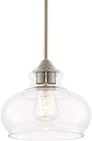 

9" Modern Industrial Farmhouse Pendant Light with Clear Glass Shade, Adjustable Hanging Height, Oil Rubbed Bronze Finish Light l