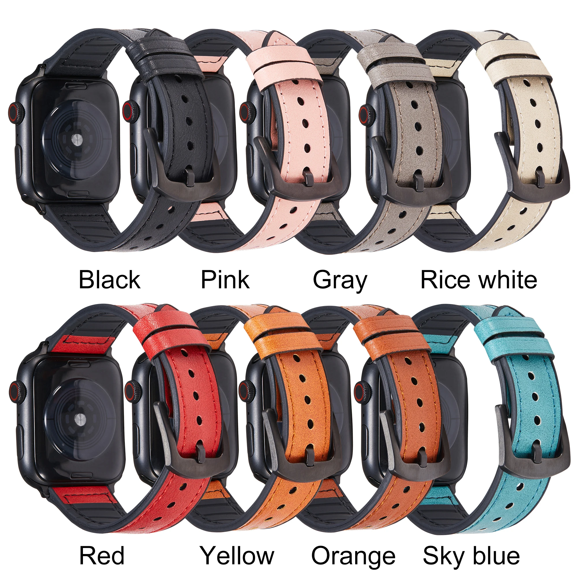 New Arrival Soft Silicone and Leather Watch Band Wristband For Apple watch strap