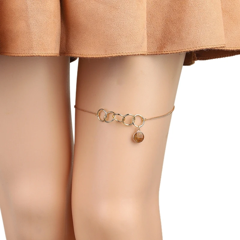 

Trendy Dangle Circle Tassel Leg Chain Women Goth Style Thigh Chain Cute Jewelry
