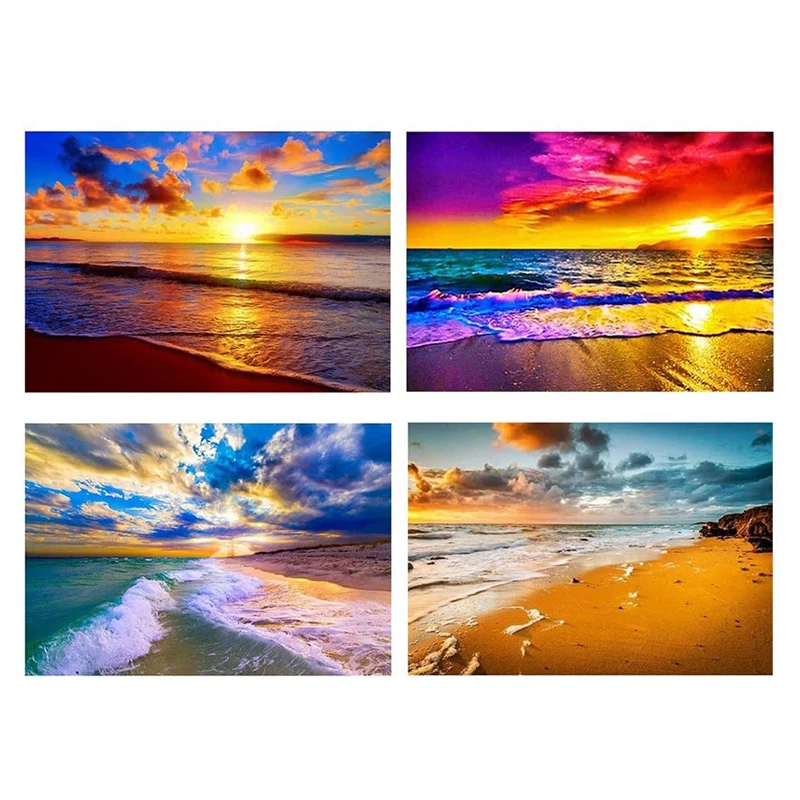 

DIY Diamond Painting Kits For Adults,Round Full Drill Crystal Embroidery Paintings Arts Craft For Home Colorful Beach