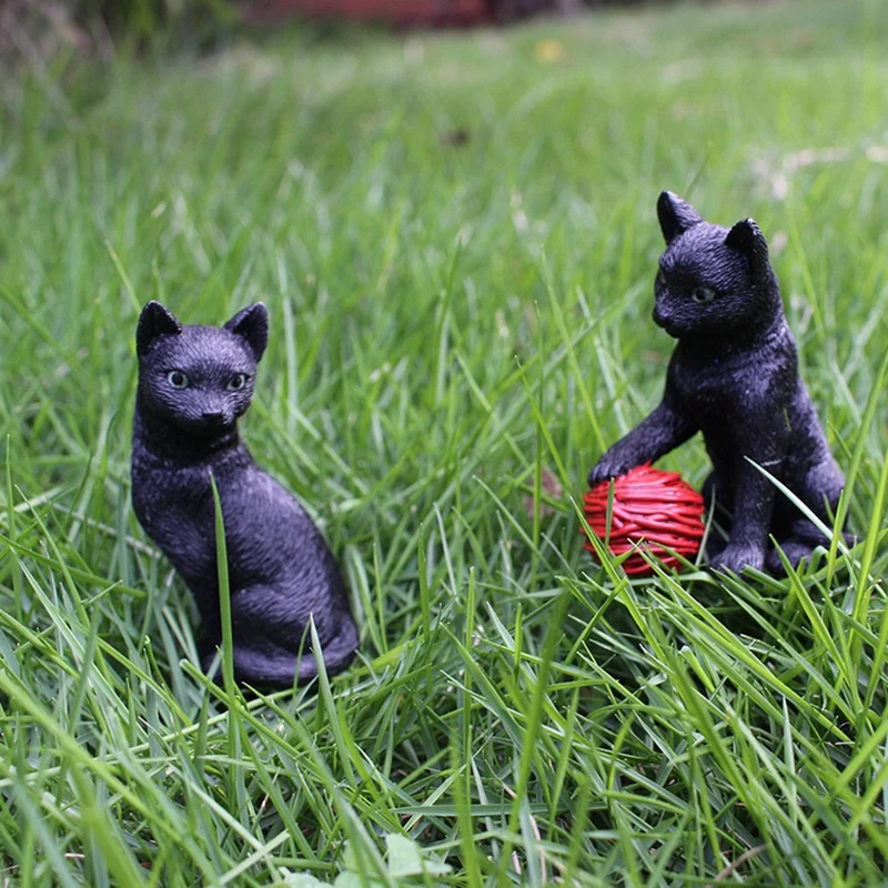 

6Pcs Cat Ground Insert Decor Statue Handicraft Flower Pot Garden Decoration Ornaments Family Yard Art Decor