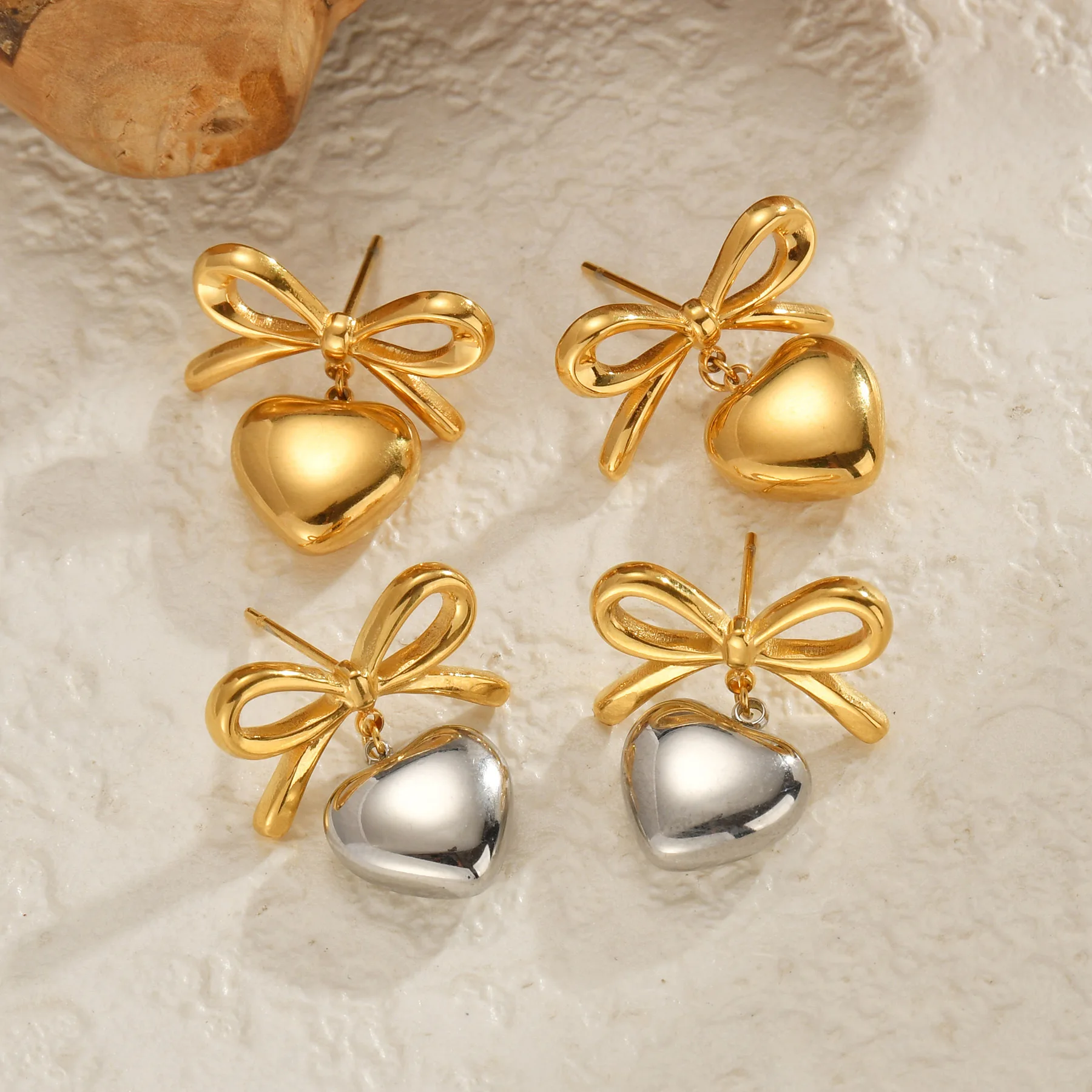 Atoztide модный бант с кисточкой в форме сердца ожерелье серьги кольцо комплект