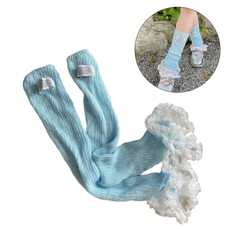 SZL женские JK девушки эстетические ребристые вязаные теплые носки до середины