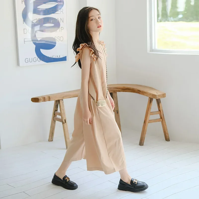 Комбинезон для девочек лето 2023 свободная детская одежда с рукавами оборками