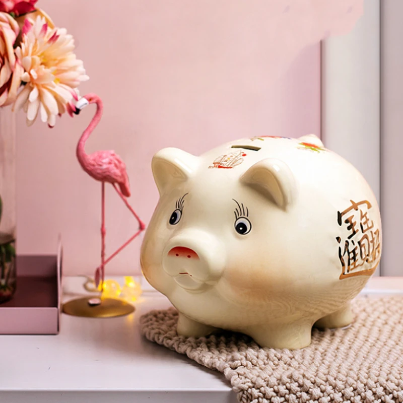

Large Secret Coin Money Box Storage Adult Kids Hidden Safe Cute Ornament Ceramic Pig Piggy Bank Papper Money hucha Home Decor