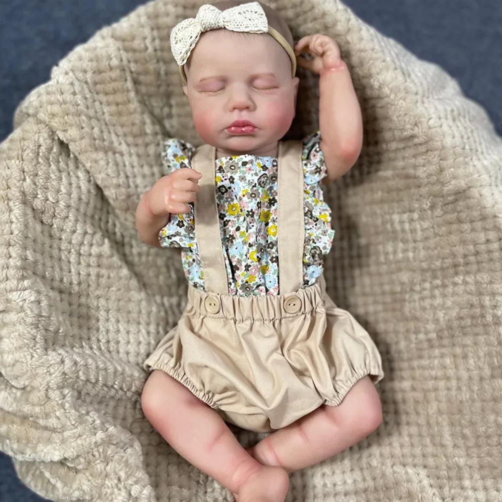 19 дюймов силиконовая кукла Reborn для сна новорожденного Loulou гибкая 3D кожа с