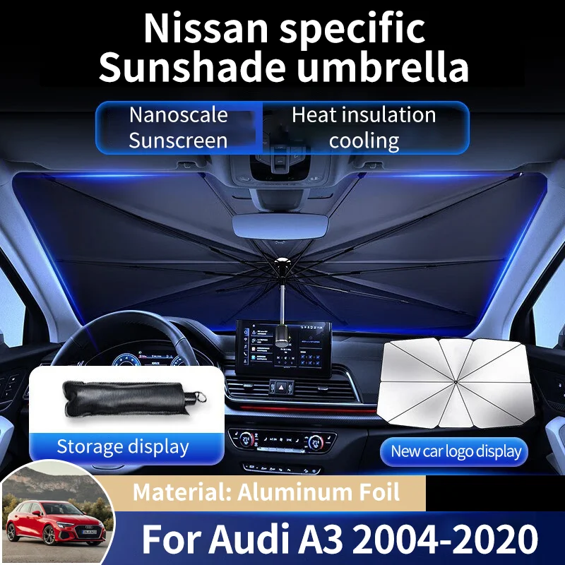 

for Audi A3 Sportback MK2 MK3 2004~2020 2019 Car Sunshade Umbrella Front Window Sunshade Cover Auto Parasol Cover Car Windshield
