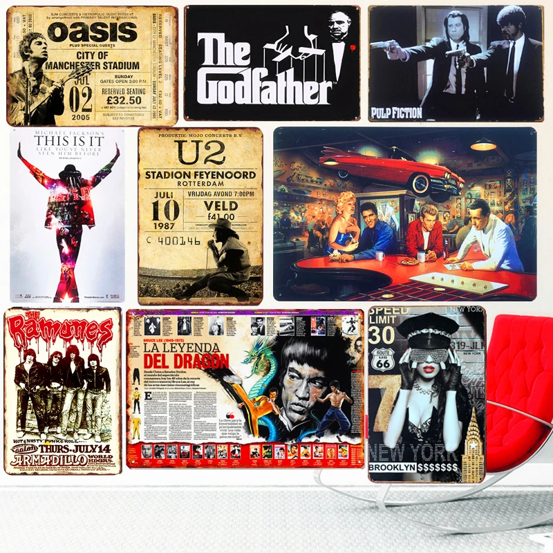 

Retro Movie Clip Tin Signs Plate Music Film Posters Art Cafe Bar Vintage Metal Painting Wall Plaque Home Decor 20x30cm