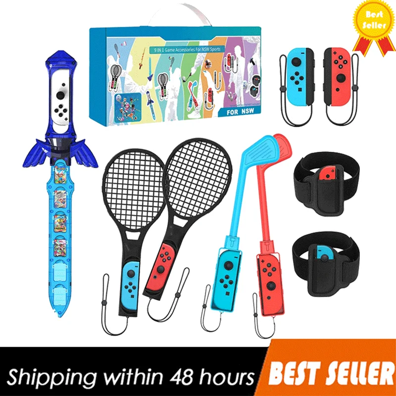 

9 in 1 Game Accessories for Nintend Switch Accessories for Nintend Switch Joycon Game Controller Golf Club Racket