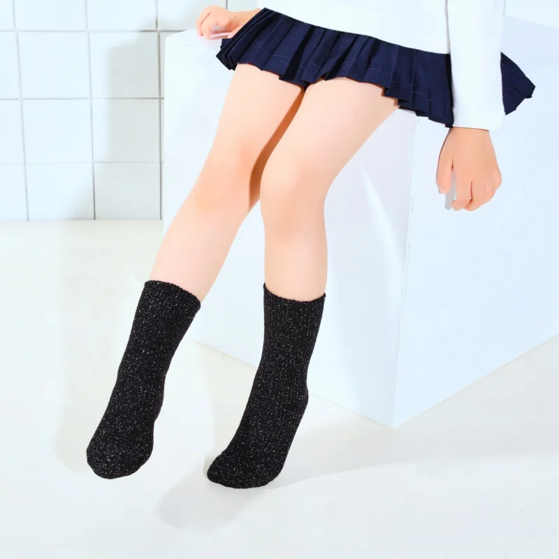 Silver Silk Children Bunching Socks Autumn and Winter New Cotton Sock Tube Socks 4006
