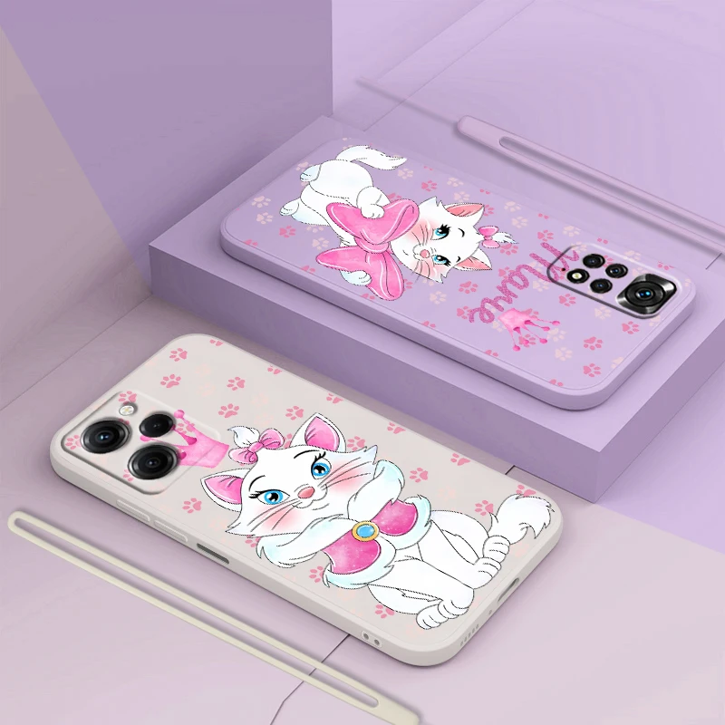 

Cartoon Marie Cat For Xiaomi Redmi Note 12 11 11T 10 10S 9 9S 9T 8 8T 7 Pro Plus Speed Liquid Rope Soft Phone Case Coque Capa