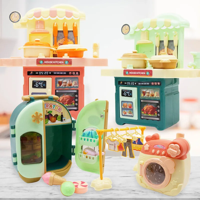 

Children's Mini Kitchen Toy Simulation Refrigerator Washing Machine Kitchenware Girl Toy Gift Set
