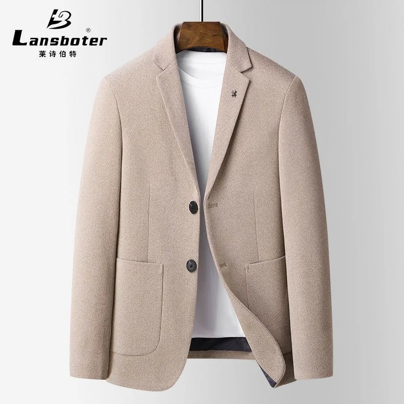 

Leshbert Men's Woolen Suit Spring and Autumn New Slim Fit Small Middle aged Youth Coat Men